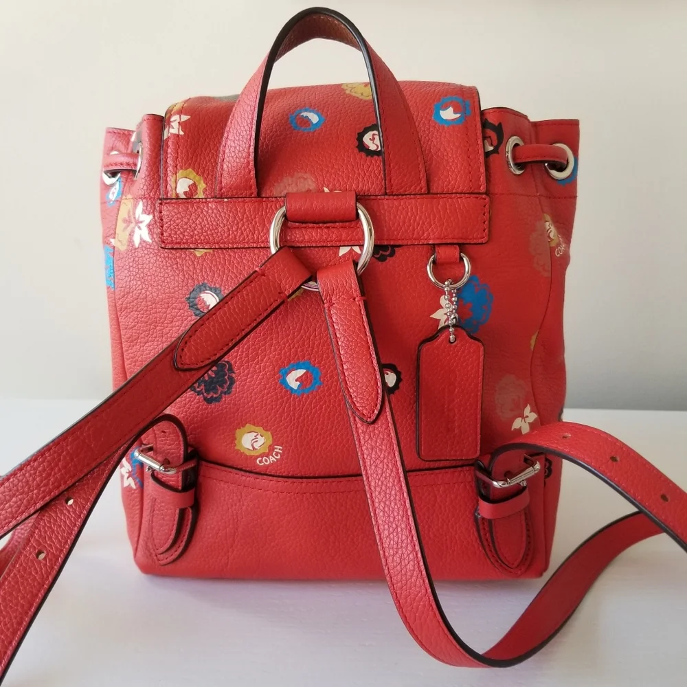 Coach Charlie Floral Leather Mini Backpack Rucksack - Picture 3 of 14